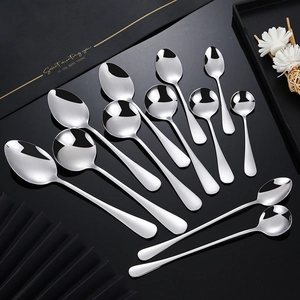 12-piece stainless steel spoon set with mirror finish including dessert and soup spoons