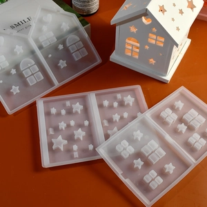 DIY Haus Puzzle Silikonform für Epoxidharz und Kerzen mit Stern- und Fensterdetails