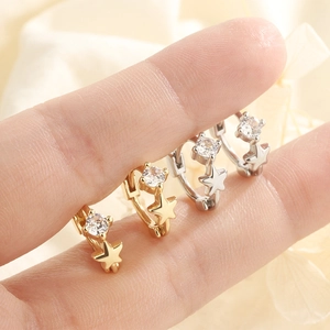 Orecchini Huggie A Stella Con Zirconi Con Perno In Argento Sterling 925 Rame Gioielli Dolci Per Donne