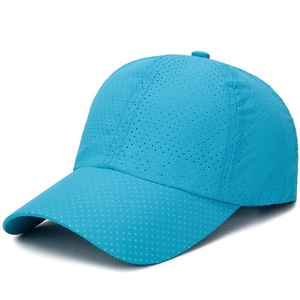 Breathable bright blue mesh baseball cap for summer outdoor sports with adjustable strap