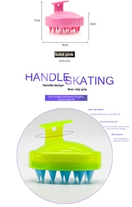 Detailed size specifications of silicone scalp massager brush with handle and hanging hole