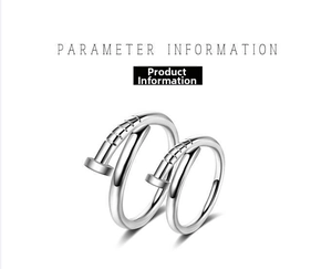 Macro detail of silver-plated nail rings with polished finish and engraved metal textures