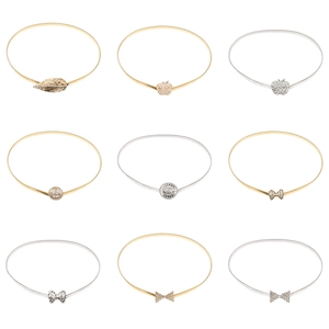 Chaînes de taille élastiques en métal avec boucles en strass doré et argenté