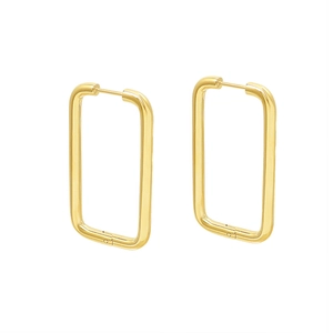 Elegant rectangular hoop earrings in 18k gold plated titanium steel with a minimalist design