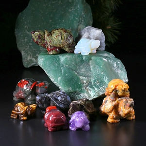 Figurines de tortue en cristal naturel en améthyste et œil de tigre pour la décoration