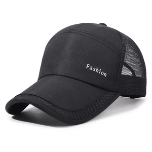 Men's breathable black mesh baseball cap with Fashion embroidery for outdoor sports