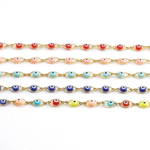 Gold-plated stainless steel Evil Eye bracelets set in various colors with bead charms