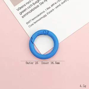 Sky blue 25mm round spring gate ring connector for DIY jewelry and keychain accessories