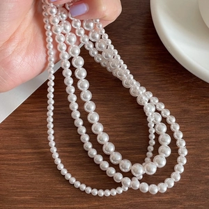 Comparison of different pearl diameters on a 925 sterling silver necklace for women