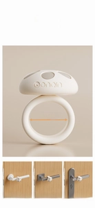 Detail of white silicone door handle bumper showing 20mm ring size and mushroom shape