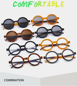 Multi-color combination of vintage round punk sunglasses with comfortable resin frames