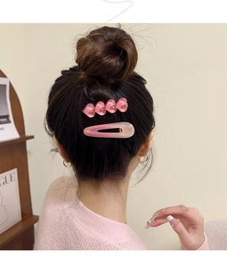 Ensemble de pinces à cheveux cœur rose pour femmes, jolie pince canard en résine pour frange.