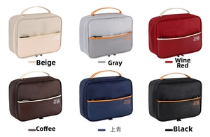 Six waterproof digital organizer bags in multiple colors with handles and zippers
