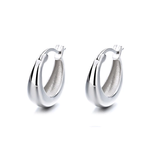 Minimalist S925 sterling silver waterdrop hoop earrings with a high-polished mirror finish