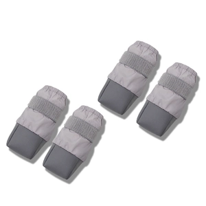 Waterproof non-slip dog rain boots in gray fabric with adjustable velcro straps