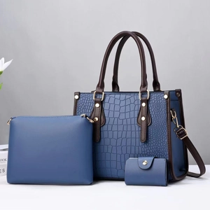 Women Handbag Tote Crossbody Clutch And Card Holder PU Leather Crocodile Pattern Contrast Color Retro Fashion Commute
