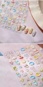 Adesivi per nail art 3D in rilievo con graziosi orsetti in tazza e dessert