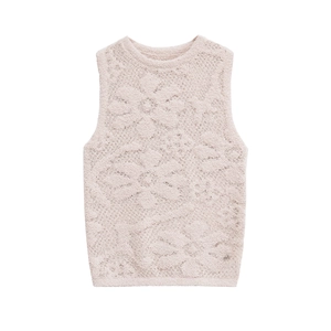 Damen Plüsch Strick Tank Top Ärmellos Rundhals Slim Fit Sexy Cropped Chic Einfarbig Pullover Weste
