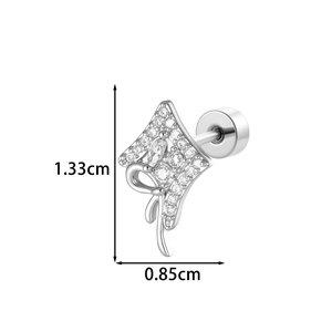 Orecchino a fiocco in zircone argento con dimensioni di 1,33 cm per 0,85 cm