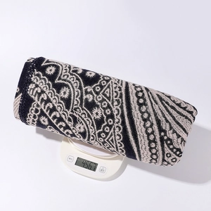 Detail shot showing the 456.7g weight of this ethnic style thick cashmere shawl