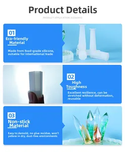 Macro detail of high flexibility resin silicone mold for hexagonal prism jewelry making