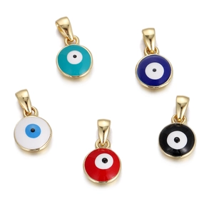 Evil Eye Pendant Necklace Lucky Protection Round Enamel Copper 18K Gold Plated Jewelry Accessories For Women