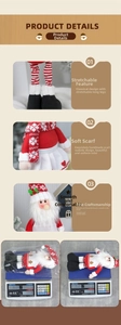 Detail of telescopic Santa doll showing adjustable legs, soft scarf and plush beard craft