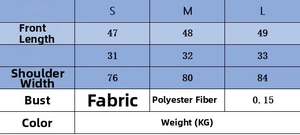 Guide des tailles pour haut en maille sans manches avec mesures buste et longueur