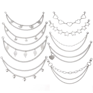 Detailed assortment of metal shoulder bag chains with pearl and charm pendants