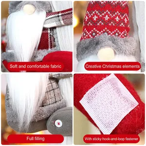 Plush Christmas gnome curtain buckle with red striped hat and soft fabric texture