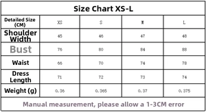 Guide des tailles pour robe midi bustier style français avec mesures de XS à L en CM