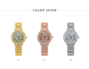 Detailed luxury quartz watches in gold, rose gold, and silver with Roman numeral dials