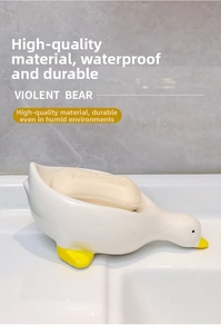 Porte-savon en céramique en forme de canard pour salle de bains, support mignon avec drainage.
