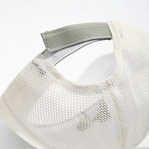 Rear view of breathable mesh kids baseball cap with adjustable strap and green trim