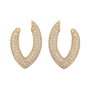 Elegant 18K gold-plated U-shaped zircon earrings with minimalist pavé setting