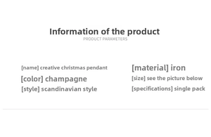 Detailed specifications for champagne Nordic iron Christmas pendant ornament