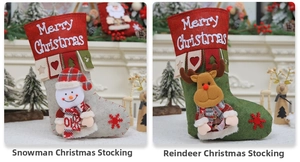 Weihnachtsstrumpf Set mit 3D Schneemann und Rentier Motiven, perfekte Geschenktüten.