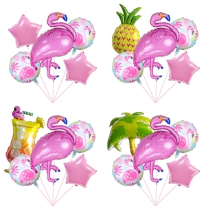 Hawaii Flamingo Balloons Aluminum Foil Tropical Summer Party Decoration Pineapple Coconut Tree Star Round Festive
