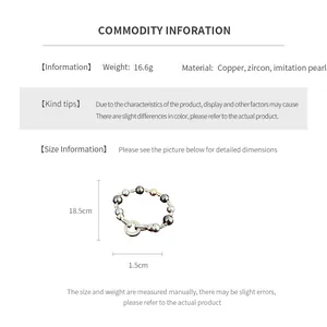Detailed size specifications for zircon pearl metal clasp bracelet with 18.5cm length