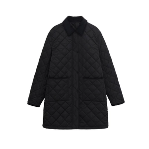 Damen Jacke Mit Rautensteppung Und Cordkragen Langarm Druckknopf Taschen Polyester Freizeit Oberbekleidung
