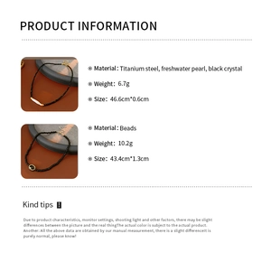 Detailed size and material chart for freshwater pearl and black crystal necklaces