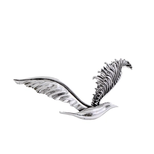 Elegant silver eagle brooch with detailed wing texture on a clean white background