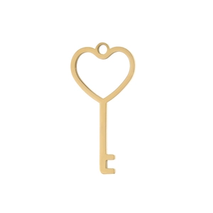 Pendentif clé cœur minimaliste en acier inoxydable doré poli pour bijoux DIY