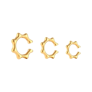 Three-piece gold plated stainless steel rivet style ear cuff set in varied sizes