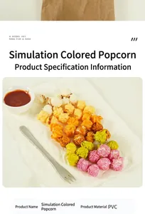 Vista detallada de modelos de palomitas de colores en PVC para exhibición y llaveros