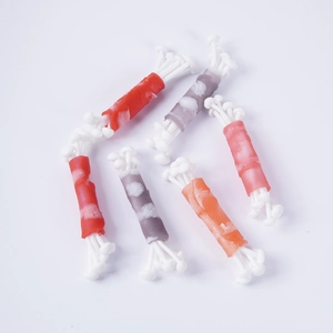 Realistic beef and enoki mushroom roll food model set with various textures and colors