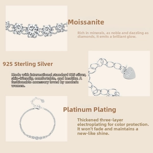 Detail of Moissanite bracelet showing the S925 sterling silver stamp and heart tag