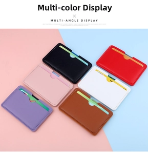 Detailed display of slim card holders in six colors with high-quality lychee leather texture