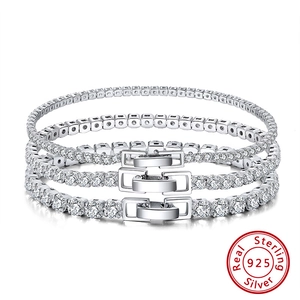 Elegante conjunto de pulseras tennis de plata 925 con circonitas brillantes