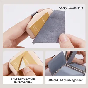 Bamboo charcoal oil absorbing tissues with a portable powder puff and built-in mirror